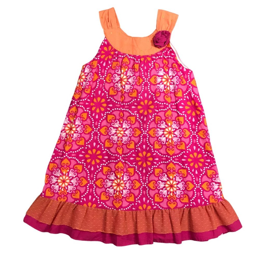 Penelope Mack Ltd. 100% Cotton Fully Lined A-Line Sundress Girls Size 6 Pink